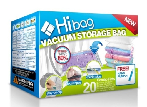 HIBAG 20 Pack Vacuum Storage Bags with Hand Pump - Lot 244
