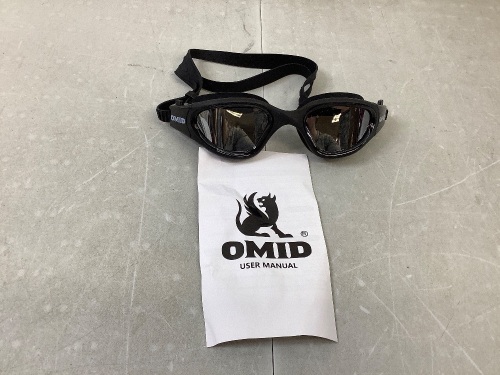 OMID, Swim Goggles, Adult/Teen, All Black/Silver, Appears New - Lot 276