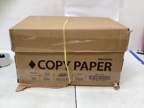 Case Copy Paper, Letter Size, 5,000 Sheets, E-Commerce Return - Lot 317