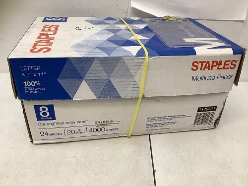 Staples Copy Paper Case, Letter Size, 4,000 Sheets, E-Commerce Return - Lot 427