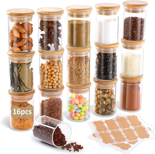 15 pc Spice Jars with Bamboo Lids - Lot 621