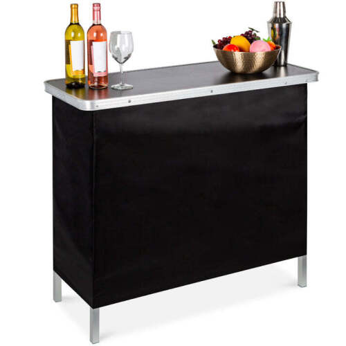 Portable Pop-Up Bar Table w/ Carrying Case, Removable Skirt - Lot 2873