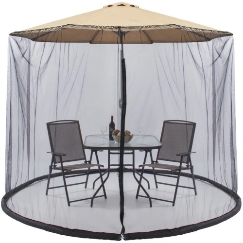 Adjustable Bug Net Accessory for Patio Umbrella w/ Zippered Door - 9ft - Lot 4320