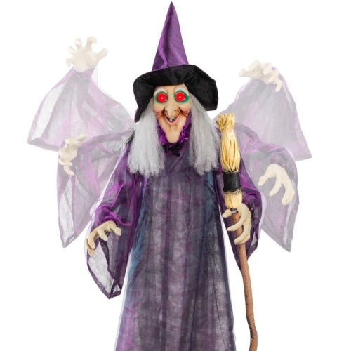 Wicked Wanda Standing Animatronic Witch with Sounds, LED Eyes - 5ft - Lot 5096
