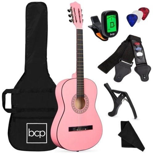 Beginner Acoustic Guitar Set w/ Case, Strap, Digital Tuner, Strings - 38in - Lot 5187
