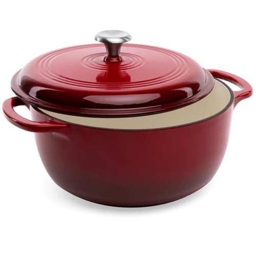 6qt Non-Stick Enamel Cast-Iron Dutch Oven Kitchen Cookware w/ Side Handles - Lot 5217