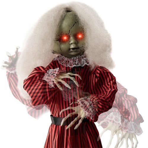 Haunted Holly Animatronic Roaming Doll Halloween Decoration w/ Light-Up Eyes - Lot 5223