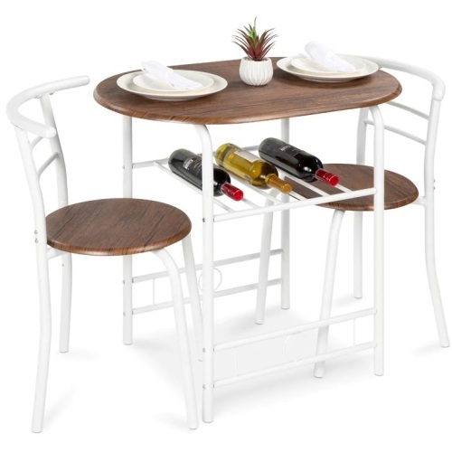 3-Piece Wooden Table & Chairs Dining Set w/ Lower Storage Shelf - Lot 5265