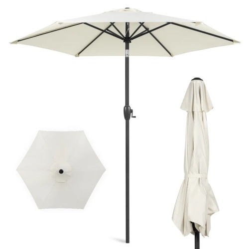 Outdoor Market Patio Umbrella w/ Push Button Tilt, Crank Lift - 7.5ft - Lot 5290