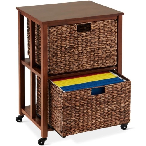 Vertical Rolling File Cabinet w/ Rubberwood Frame, Locking Caster Wheels - Lot 5645