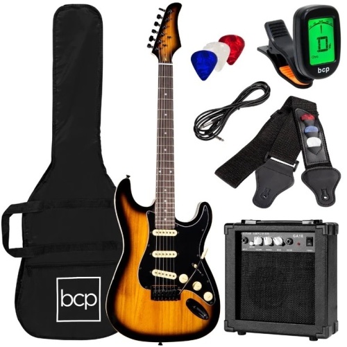 Beginner Electric Guitar Kit w/ Case, 10W Amp, Tremolo Bar - 39in - Lot 5656