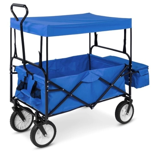 Utility Wagon Cart w/ Folding Design, 2 Cup Holders, Removable Canopy - Lot 5719