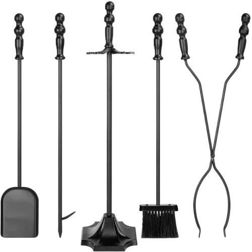 5-Piece Rustic Iron Indoor Outdoor Fireplace and Firepit Tool Set w/ Stand - Lot 5729