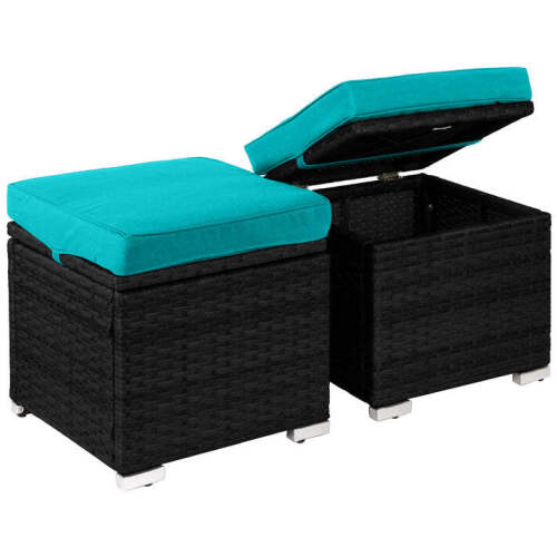 Set of 2 Wicker Ottomans, Multipurpose w/ Removable Cushions, Steel Frame - Lot 5751