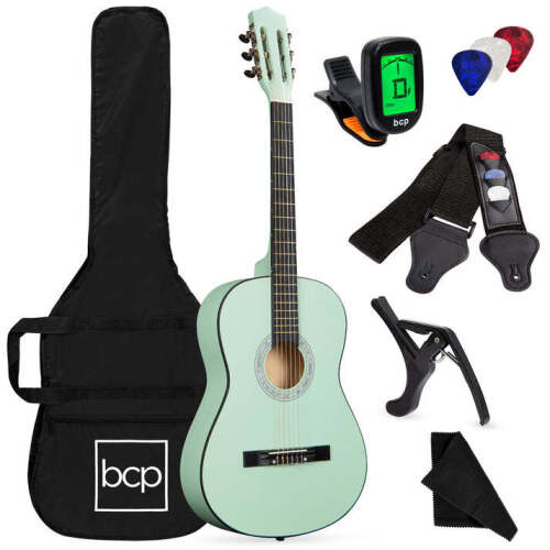 Beginner Acoustic Guitar Set w/ Case, Strap, Digital Tuner, Strings - 38in - Lot 5754