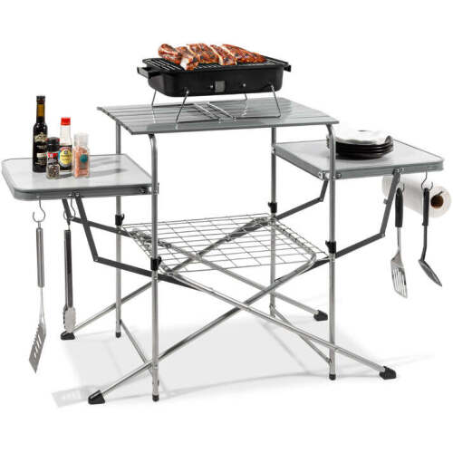 Portable Folding Grill Table w/ Carrying Case, 4 Utility Hooks - Lot 5899