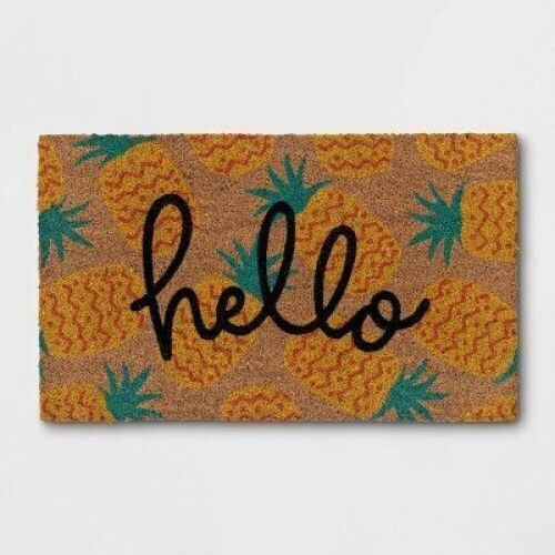 1'6"x2'6" Hello Pineapples Doormat Yellow - Sun Squad - Lot 129