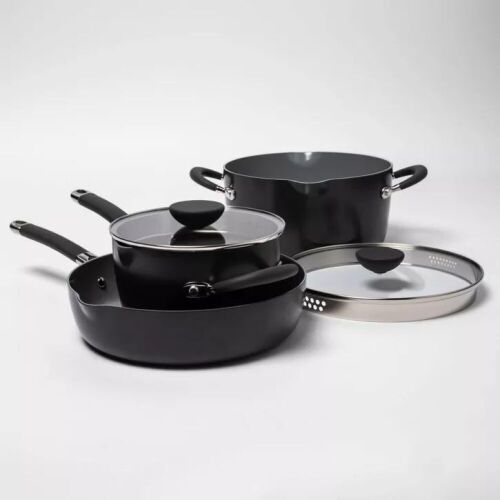 5pc Ceramic Non-Stick Aluminum Stackable Cookware Set - Lot 256