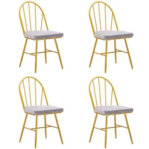 Metal Arc Back Dining Chairs with Cushion, 4 Pc  - Lot 288