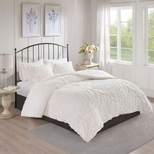 3-Piece Eugenia Cotton Damask Comforter Set - Full/Queen Size - Lot 404