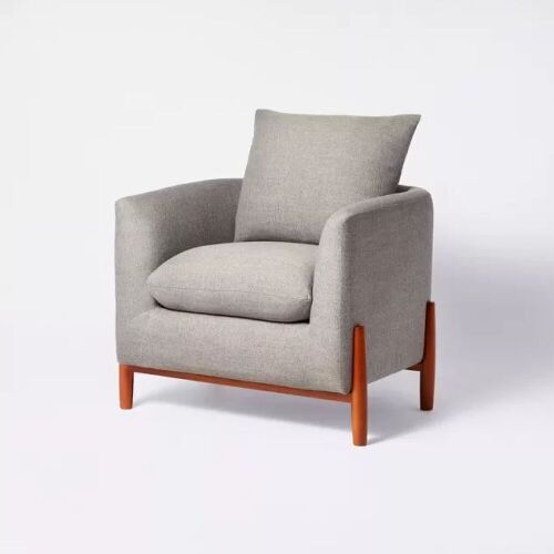 Elroy Accent Chair with Wood Legs - Gray Linen - Lot 440