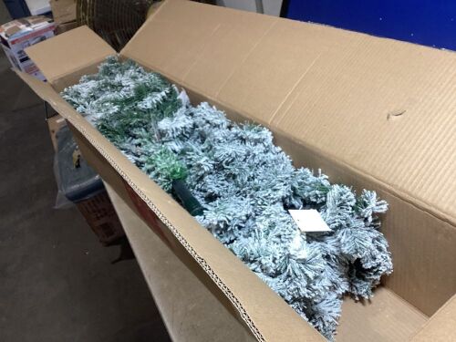 6' Snow Flocked Artificial Pencil Christmas Tree w/ Stand - Lot 453