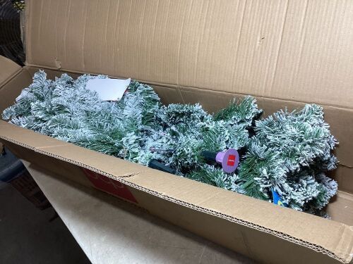 6' Snow Flocked Artificial Pencil Christmas Tree w/ Stand - Lot 463