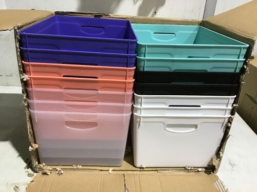 Lot of (14) Plastic Storage Bins - Lot 596