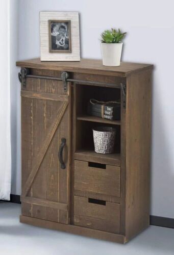 32" Rustic Farmhouse Solid Wood Storage Cabinet - Lot 318