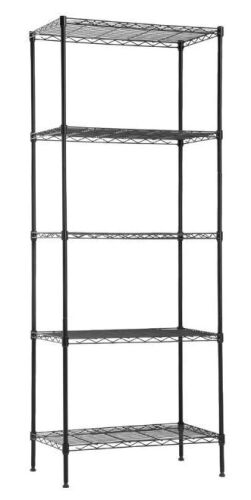 5-Tier Wire Storage Rack - Black, 3' Wide - Lot 1127