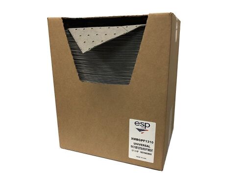 Case of (100) 13"x10" Spilfyter XMBGPF1310 Extra Heavy Absorbent,12 Gal Capacity, Polypropylene, Gray Pad - Lot 1147