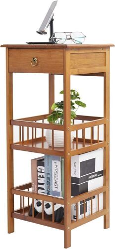 Retro 2-Tier Nightstand - Bamboo - Lot 814