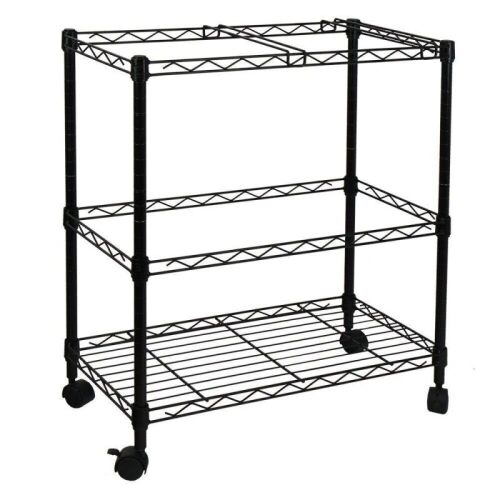2-Tier Metal Wire Storage Cart - Black - Lot 1174