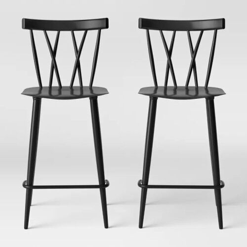 Set of 2 Becket Metal X Back Counter Height Barstool - Project 62 - Lot 200