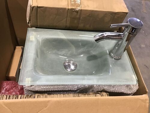 Glass Sink - Cosmetic Damage, May Be Incomplete - Lot 262
