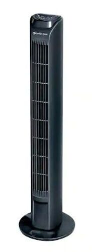 30 in. 3-Speed Oscillating Black Tower Fan with Remote Control - Lot 563
