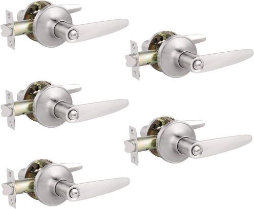 5-Pack Probrico Privacy Door Lever - Satin Nickel - Lot 966