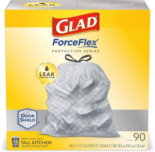 90-Count 13-Gallon Glad ForceFlex Kitchen Trash Bags - Lot 827