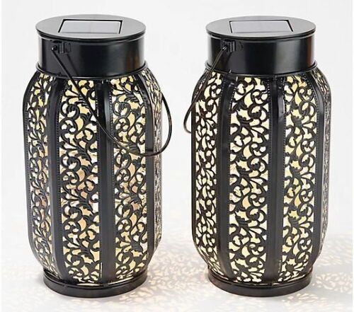 Set of (2) Garden Reflections 11" Solar Lanterns w/ Faux Candles - Lot 806
