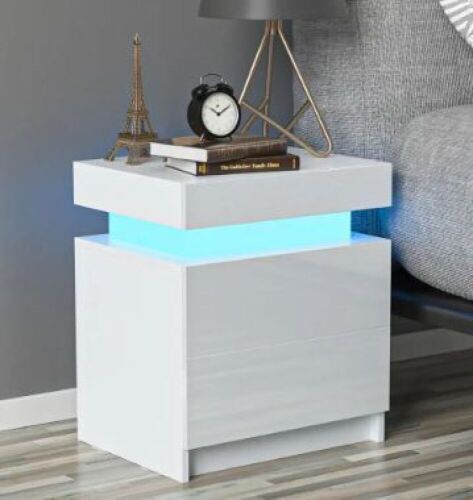 20.5" 2-Drawer LED Nightstand - White - Lot 319