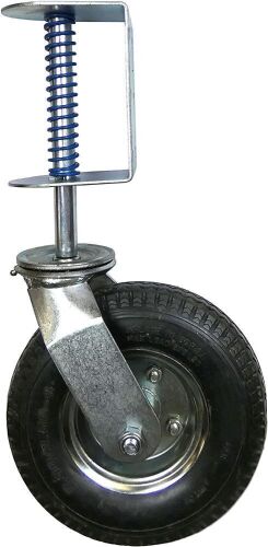 Shepherd Hardware 9798 8-Inch Pneumatic Spring-Loaded Gate Caster, 200-lb Load Capacity and Universal Mount,Black  - Lot 735