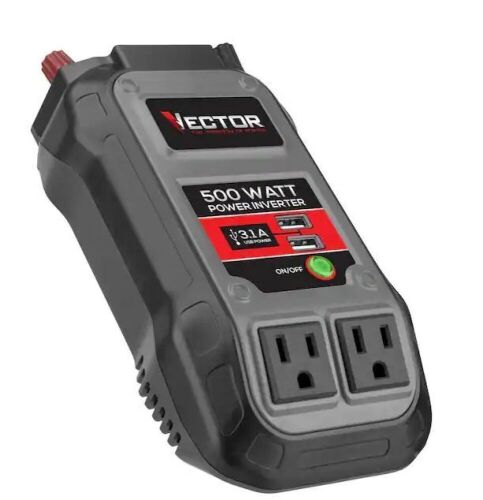 Husky 500 Watt Power Inverter, Dual Power Inverter, Two USB Charging Ports - Lot 701