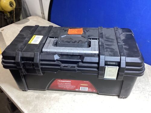 Husky 26 in. Black Plastic Portable Tool Box with Metal Latches - Missing Latch  - Lot 713