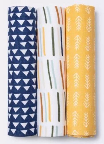 3-Pack Muslin Swaddle Blankets Primary - Cloud Island - Lot 1012