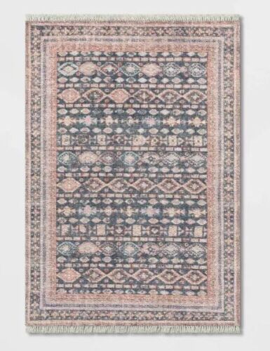 Alexandra Floral Printed Border Persian Rug Blush - Lot 286
