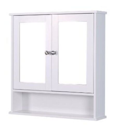 Double-Door Bathroom Wall Cabinet - White - Lot 663