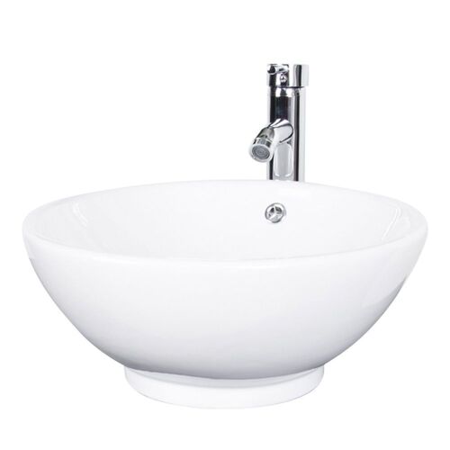 Elecwish Ceramic Circular Vessel Sink with Faucet  - Lot 931