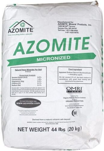 Azomite Raw Supply Organic Trace Mineral Powder 44LB Micronized, White - Lot 633