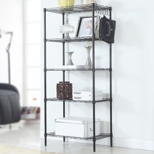 59" 5-Tier Metal Wire Storage Rack- Black - Lot 583