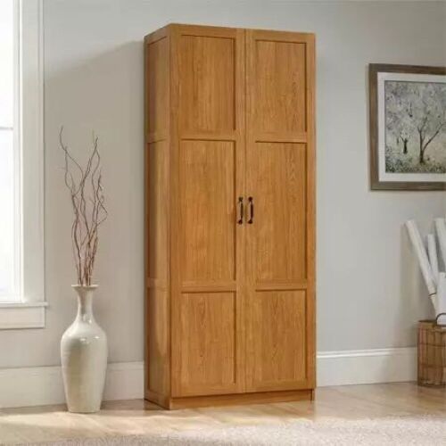 Sauder Select 2-Door Tall Storage Cabinet - Highland Oak Finish - Lot 111